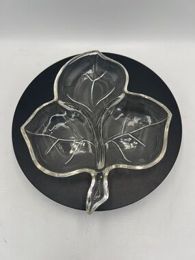 Clear Glass Leaf Serving Dish - Hazel Atlas